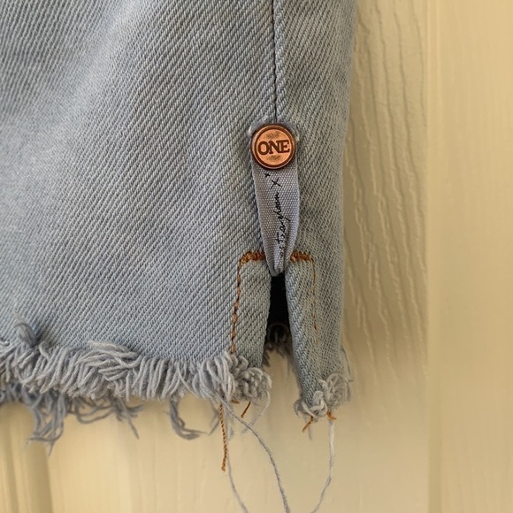 one teaspoon women’s high waist super fitted jean mini skirt raw hem size 26 - Picture 8 of 12